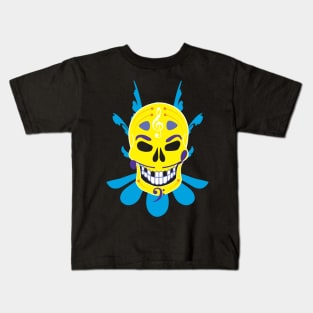 Dia de Los Muertos Music Sugar Skull - Floral Jester Edition - Yellow Kids T-Shirt